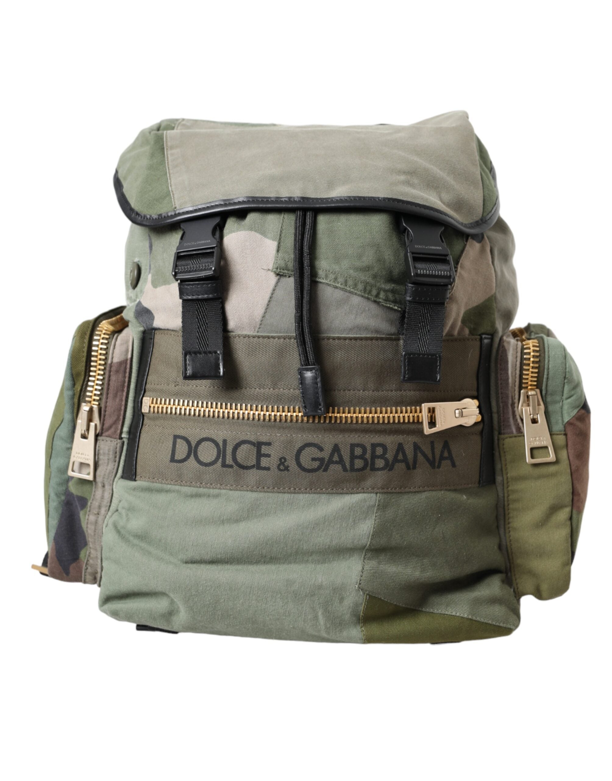 Dolce & Gabbana Military Green Patchwork Backpack Bag
